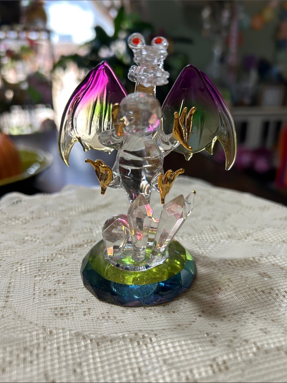 Vintage 1998 Glass Baron Hand-Blown Glass Miniature Dragon “Sniffy” 22K Gold